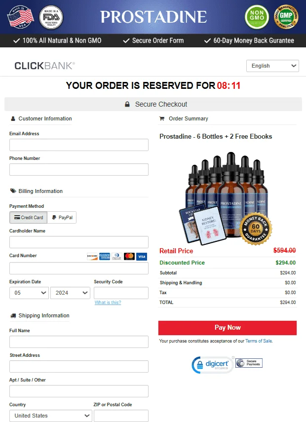 prostadine checkout page